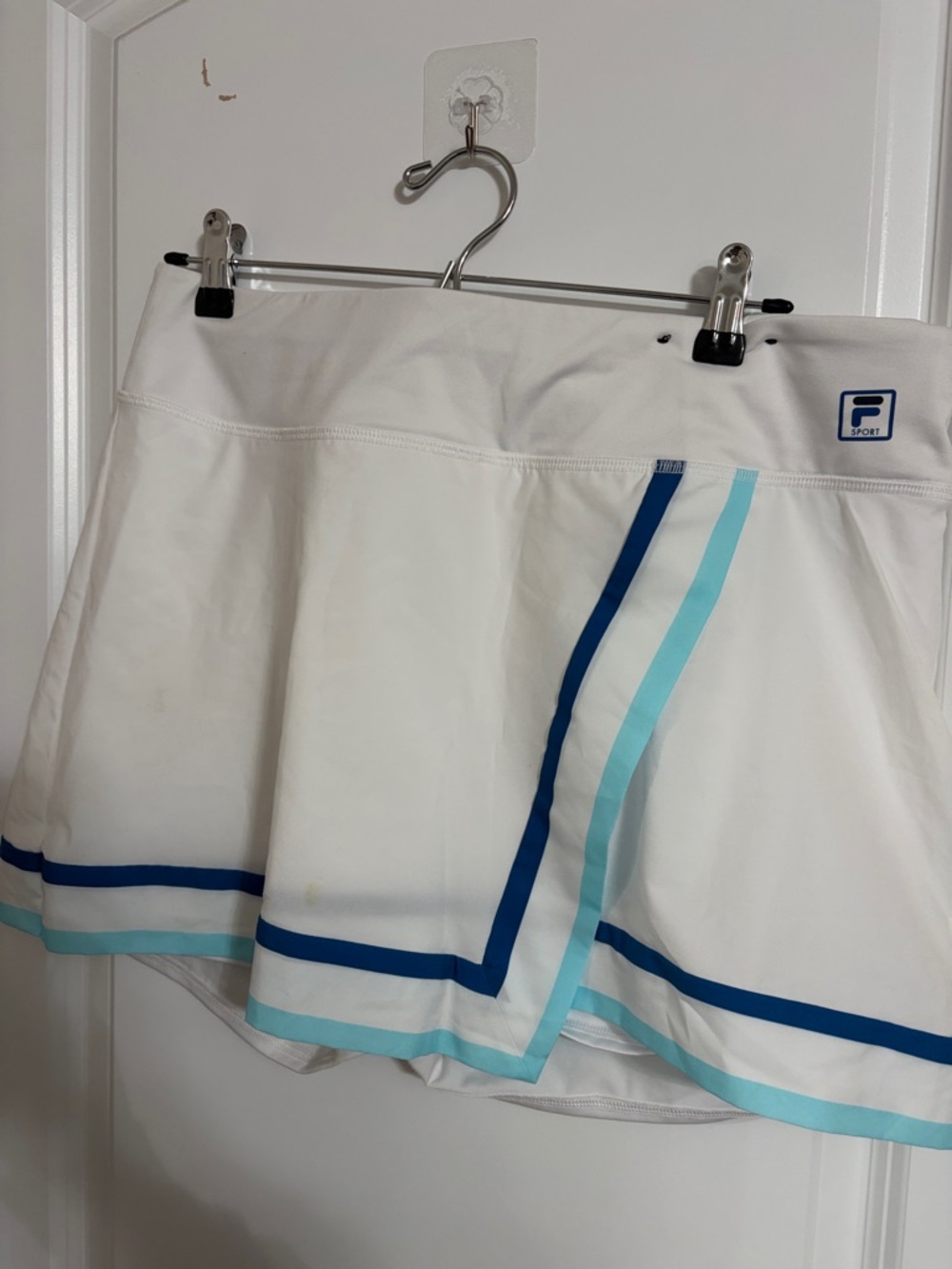 Fila White Tennis/ golf Skort with Navy and Aqua Stripe Accents